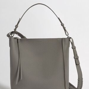 All Saints Slate Gray Pebbled Kita Leather Crossbody Bag
